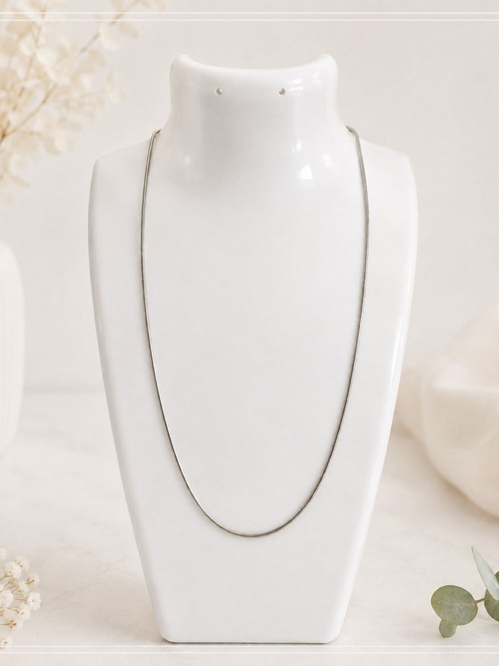 Classic Silver Snake Chain Necklace — Sleek Everyday Layering Chain